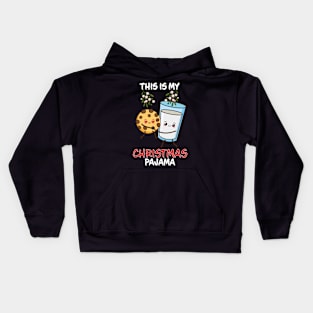 This Is My Christmas Pajama Cookie Milk Family Matching Christmas Pajama Costume Gift Kids Hoodie